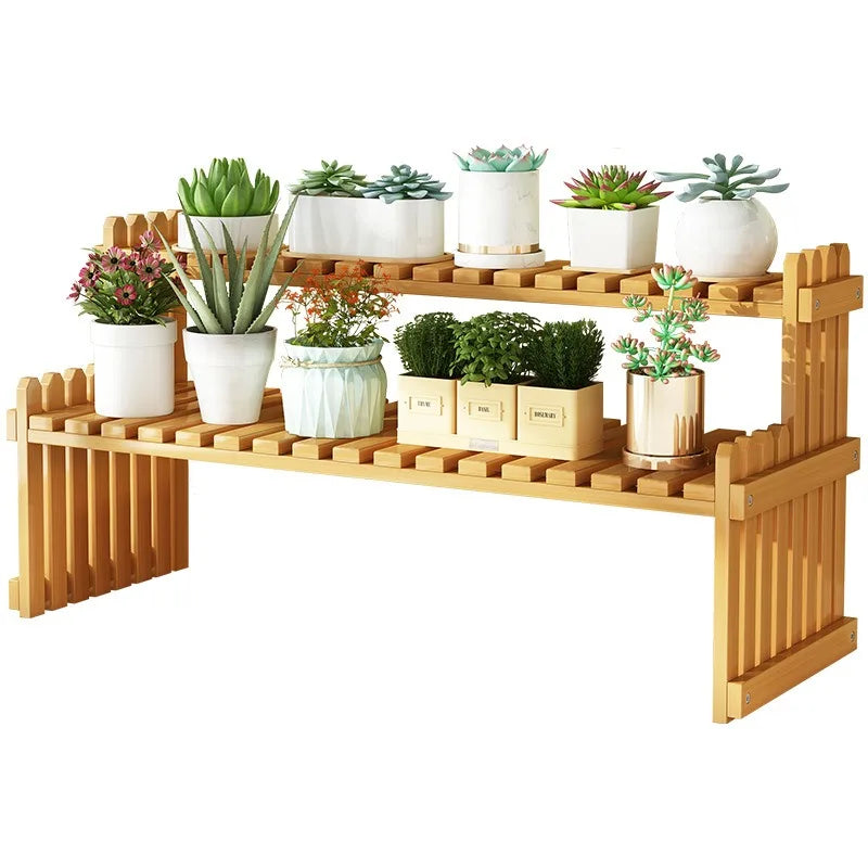 Indoor Plant Wooden Shelf - Pot Organizer