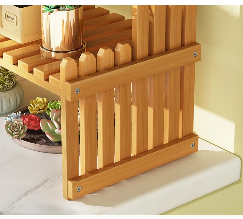 Indoor Plant Wooden Shelf - Pot Organizer