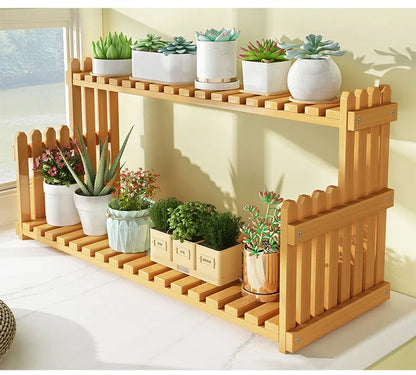 Indoor Plant Wooden Shelf - Pot Organizer