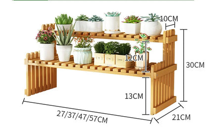 Indoor Plant Wooden Shelf - Pot Organizer